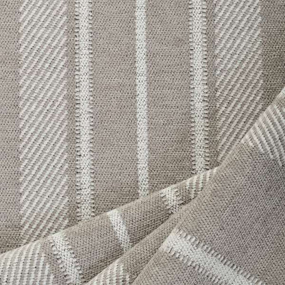 Highland Collection Luxury Soft Like Cotton Broad Striped Design Grey White Colour Chenille Upholstery Fabric JO-232 - Roman Blinds