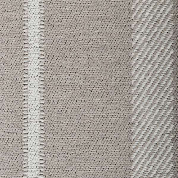 Highland Collection Luxury Soft Like Cotton Broad Striped Design Grey White Colour Chenille Upholstery Fabric JO-232 - Roman Blinds