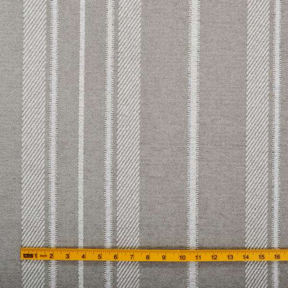 Highland Collection Luxury Soft Like Cotton Broad Striped Design Grey White Colour Chenille Upholstery Fabric JO-232 - Roman Blinds