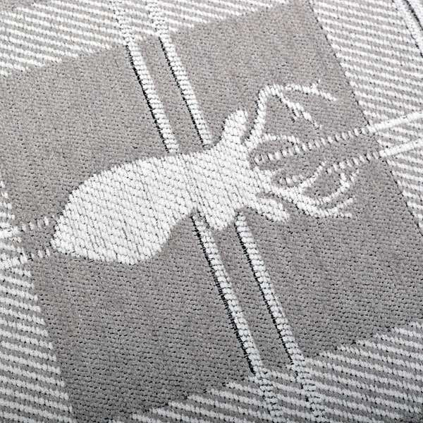 Highland Collection Luxury Soft Like Cotton Feel Stag Deer Head Animal Design On Checked Grey White Background Chenille Upholstery Fabric JO-234 - Made To Measure Curtains