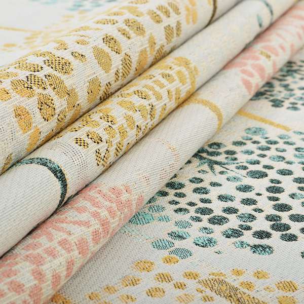 White Yellow Pink Blue Colours Tree Design Soft Chenille Upholstery Fabric JO-235 - Roman Blinds