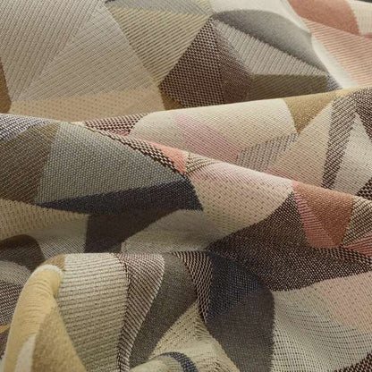 Soft Feel Geometric Diamond Pattern Orange Pink Yellow Colour Chenille Upholstery Fabric JO-236 - Made To Measure Curtains