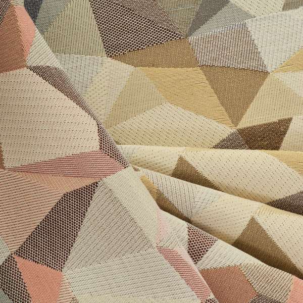 Soft Feel Geometric Diamond Pattern Orange Pink Yellow Colour Chenille Upholstery Fabric JO-236 - Made To Measure Curtains