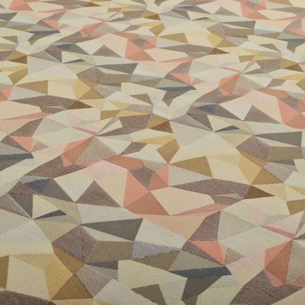 Soft Feel Geometric Diamond Pattern Orange Pink Yellow Colour Chenille Upholstery Fabric JO-236 - Roman Blinds