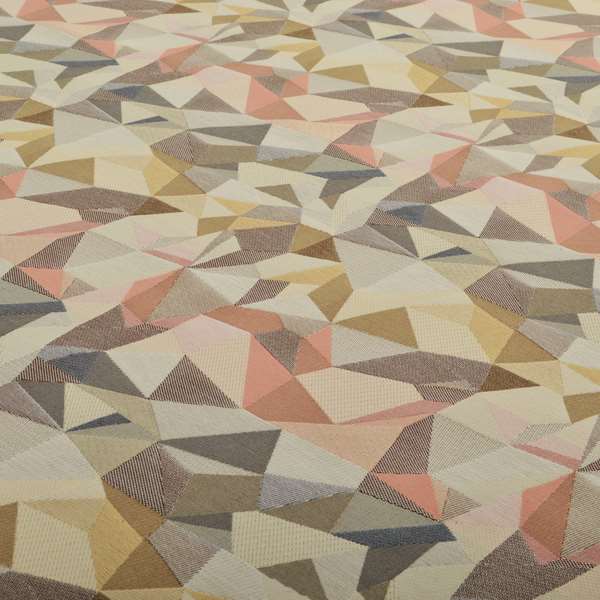 Soft Feel Geometric Diamond Pattern Orange Pink Yellow Colour Chenille Upholstery Fabric JO-236 - Made To Measure Curtains