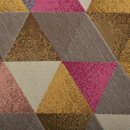 Le Triangle Collection Soft Feel Geometric Diamond Pattern Teal Pink White Colour Chenille Upholstery Fabric JO-237 - Roman Blinds