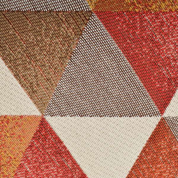 Le Triangle Collection Soft Feel Geometric Diamond Pattern Orange Yellow Red White Colour Chenille Upholstery Fabric JO-238 - Roman Blinds