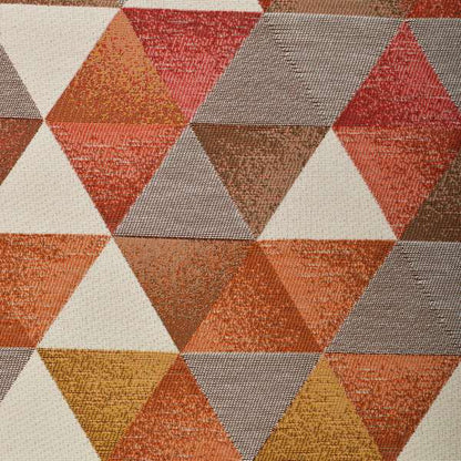 Le Triangle Collection Soft Feel Geometric Diamond Pattern Orange Yellow Red White Colour Chenille Upholstery Fabric JO-238 - Roman Blinds