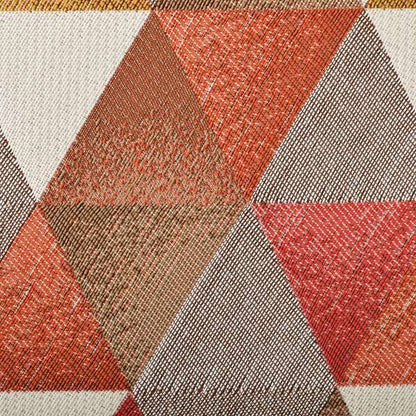 Le Triangle Collection Soft Feel Geometric Diamond Pattern Orange Yellow Red White Colour Chenille Upholstery Fabric JO-238 - Roman Blinds