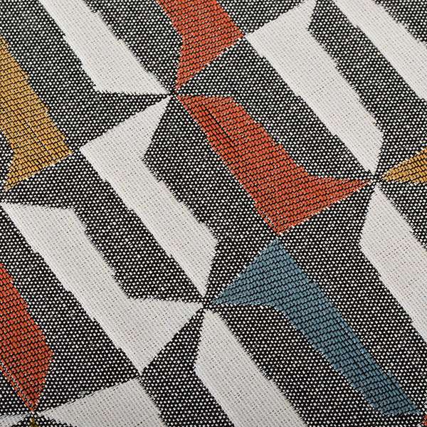 Grey Orange Yellow Green Colours Geometric Design Soft Chenille Upholstery Fabric JO-239 - Roman Blinds