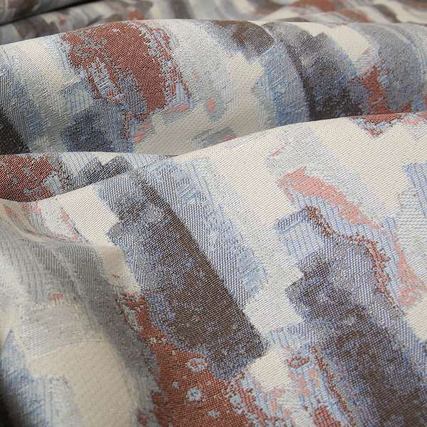 Faded Geometric Air Brush Strokes Blue Pink Colour Chenille Upholstery Fabric JO-24 - Made To Measure Curtains