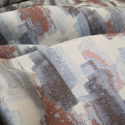 Faded Geometric Air Brush Strokes Blue Pink Colour Chenille Upholstery Fabric JO-24 - Made To Measure Curtains