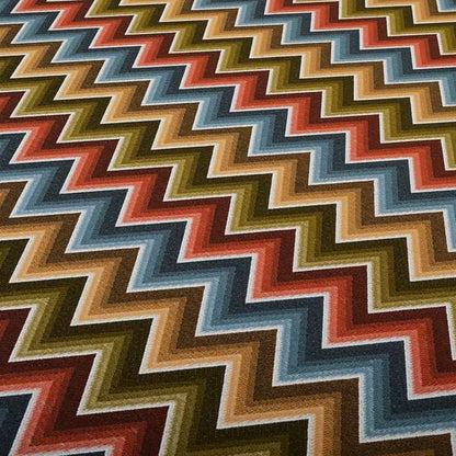 White Blue Rusty Red Green Colour Chevron Designer Soft Chenille Upholstery Fabric JO-240 - Roman Blinds