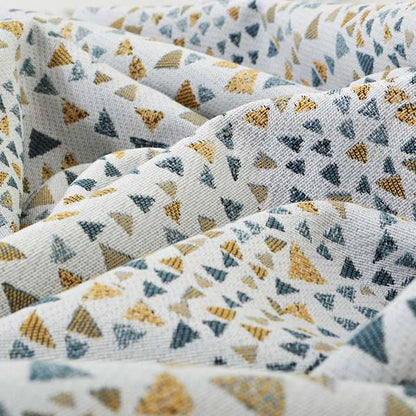 White Yellow Blue Colour Geometric Pyramid Shape Soft Chenille Upholstery Fabric JO-241 - Roman Blinds