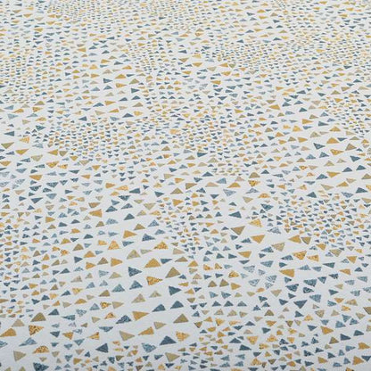 White Yellow Blue Colour Geometric Pyramid Shape Soft Chenille Upholstery Fabric JO-241