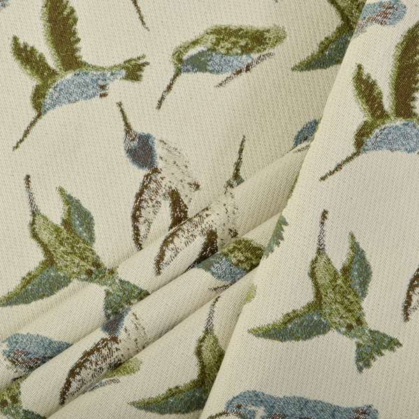 Blue Green Colour Kingfisher Bird Animal Pattern Fabric Chenille Upholstery Fabric JO-242