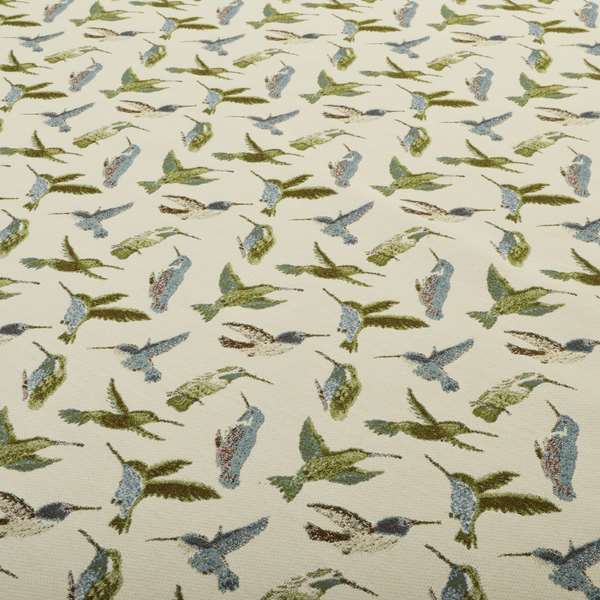 Blue Green Colour Kingfisher Bird Animal Pattern Fabric Chenille Upholstery Fabric JO-242