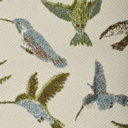 Blue Green Colour Kingfisher Bird Animal Pattern Fabric Chenille Upholstery Fabric JO-242