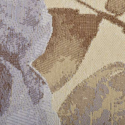 Brown With Purple Colour Blossom Floral Flower Pattern Leaf Chenille Upholstery Fabric JO-244 - Roman Blinds