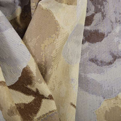 Brown With Purple Colour Blossom Floral Flower Pattern Leaf Chenille Upholstery Fabric JO-244 - Roman Blinds