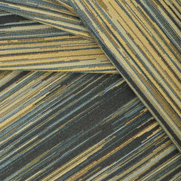 Sunset Look Thin Airbrush Stroke Stripe Pattern Yellow Blue Colour Chenille Upholstery Fabric JO-245 - Roman Blinds