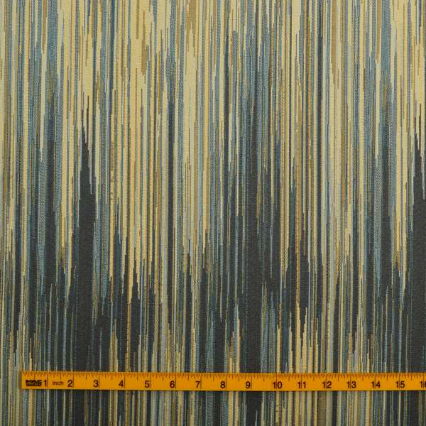 Sunset Look Thin Airbrush Stroke Stripe Pattern Yellow Blue Colour Chenille Upholstery Fabric JO-245 - Roman Blinds