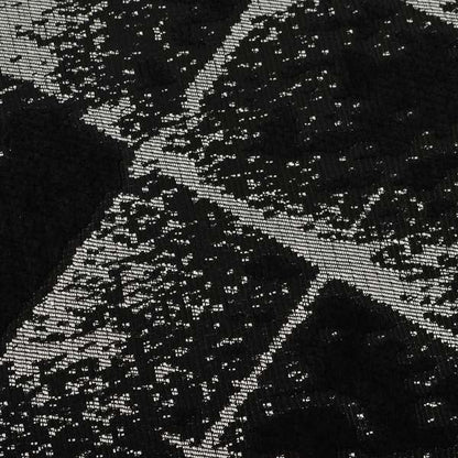 Vegas Black Silver Shiny Geometric Design Soft Chenille Upholstery Fabric JO-247