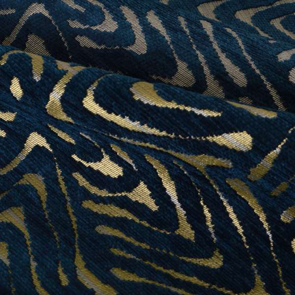 Navy Cheque Pattern Hollywood Navy Blue Gold Shiny Geometric 3D Chequer Cube Design Soft C ...