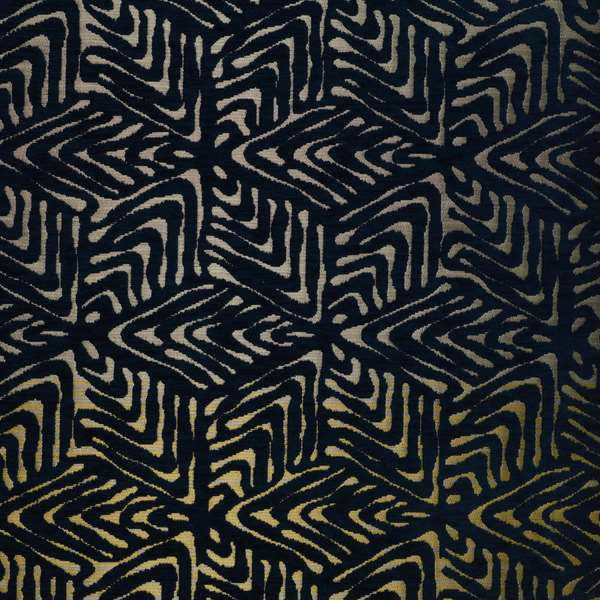 Navy Cheque Pattern Hollywood Navy Blue Gold Shiny Geometric 3D Chequer Cube Design Soft C ...