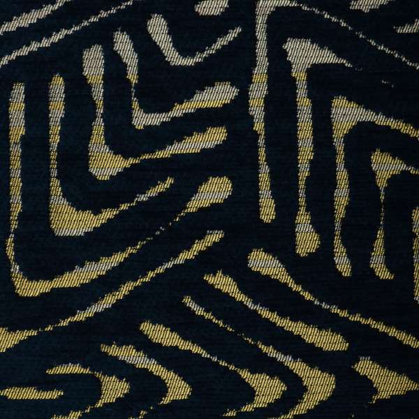 Hollywood Navy Blue Gold Shiny Geometric 3D Chequer Cube Design Soft Chenille Upholstery Fabric JO-248 - Roman Blinds