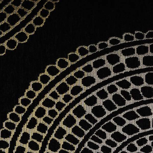 Hollywood Black Gold Shiny Circle Shaped Bulls Eye Design Soft Chenille Upholstery Fabric JO-249 - Roman Blinds