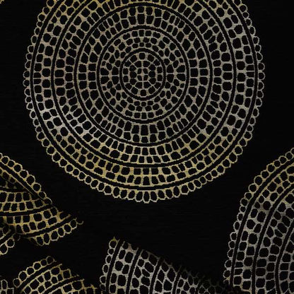 Hollywood Black Gold Shiny Circle Shaped Bulls Eye Design Soft Chenille Upholstery Fabric JO-249 - Roman Blinds