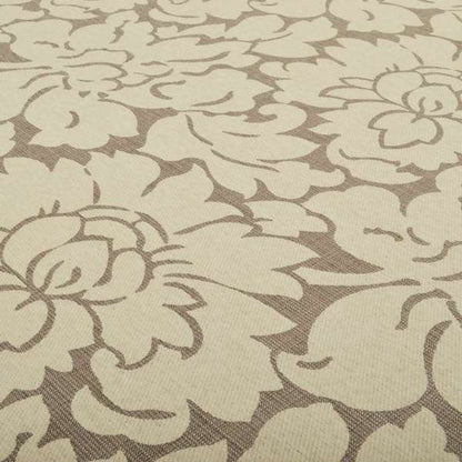 Beige Floral Design With Silver Shine Background Soft Chenille Upholstery Fabric JO-251 - Roman Blinds