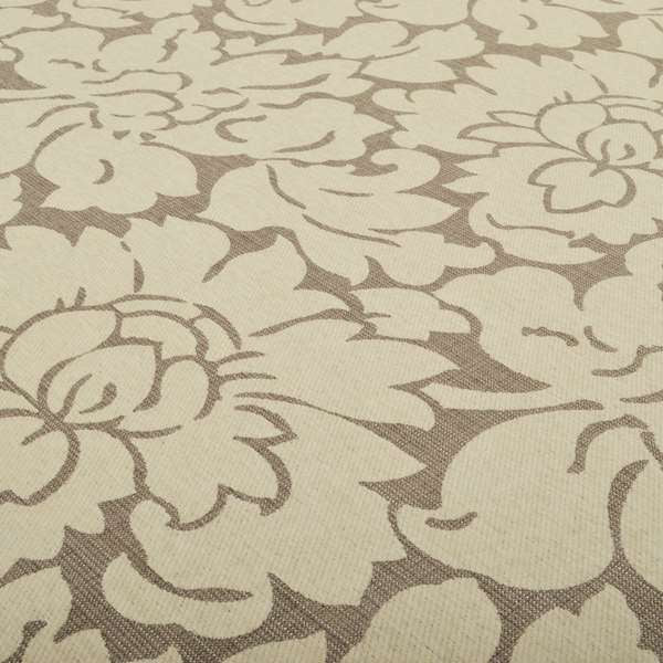 Beige Floral Design With Silver Shine Background Soft Chenille Upholstery Fabric JO-251 - Handmade Cushions