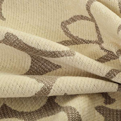 Beige Floral Design With Silver Shine Background Soft Chenille Upholstery Fabric JO-251 - Roman Blinds