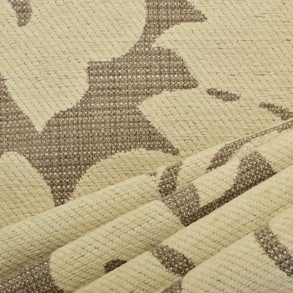 Beige Floral Design With Silver Shine Background Soft Chenille Upholstery Fabric JO-251 - Roman Blinds