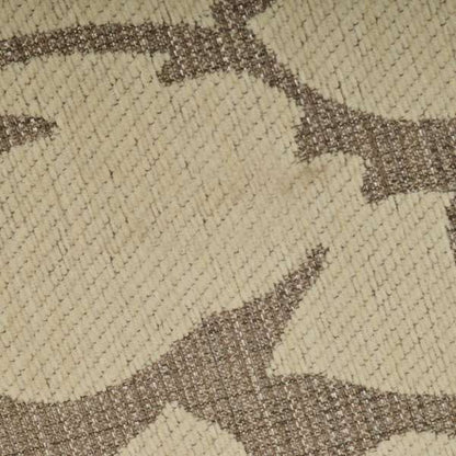 Beige Floral Design With Silver Shine Background Soft Chenille Upholstery Fabric JO-251 - Roman Blinds