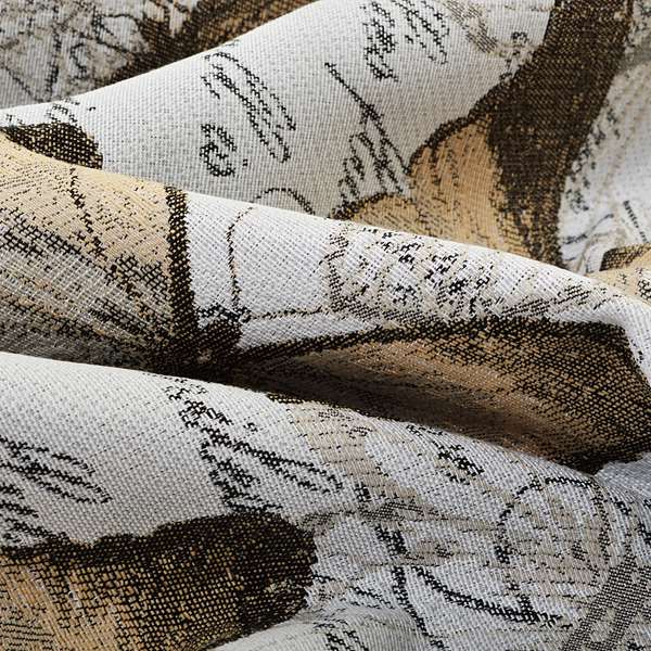 Natural White Pale Brown Colour Butterfly Animal Inspired Soft Chenille Upholstery Fabric JO-253