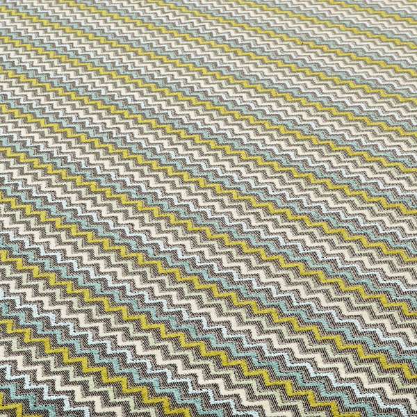 Multi Coloured Grey Green Blue White Chevron Striped Soft Chenille Upholstery Fabric JO-254 - Roman Blinds