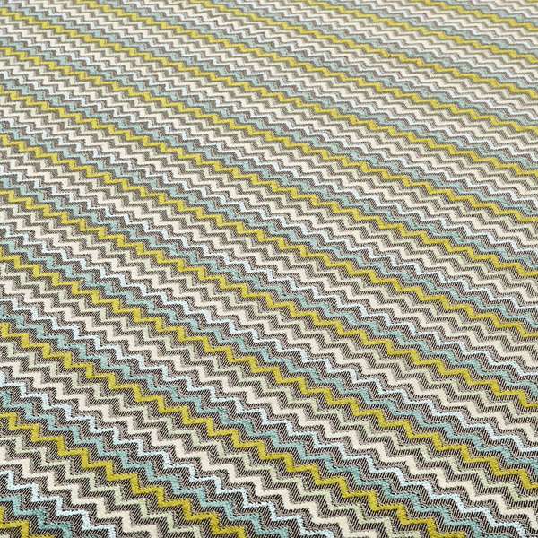 Multi Coloured Grey Green Blue White Chevron Striped Soft Chenille Upholstery Fabric JO-254