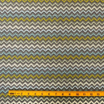 Multi Coloured Grey Green Blue White Chevron Striped Soft Chenille Upholstery Fabric JO-254 - Roman Blinds