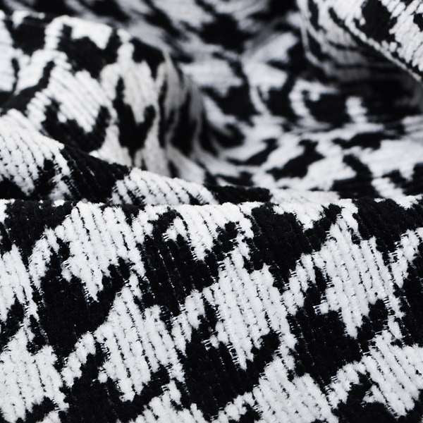 Black White Checked Dog Tooth Pattern Soft Chenille Upholstery Fabric JO-255 - Roman Blinds