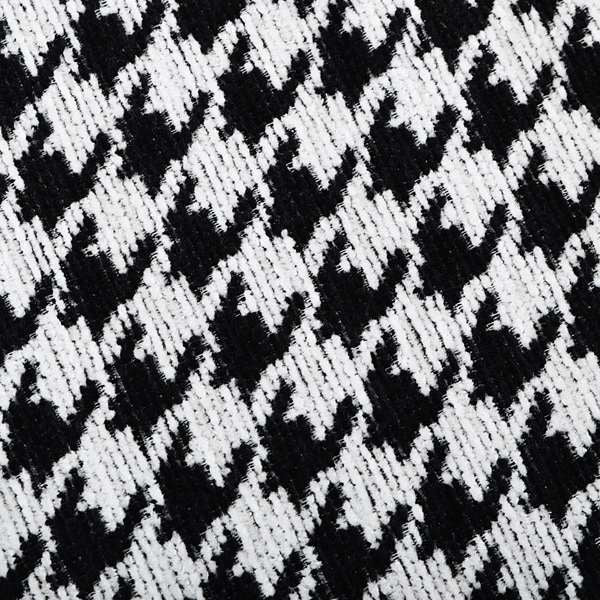 Black White Checked Dog Tooth Pattern Soft Chenille Upholstery Fabric JO-255 - Roman Blinds