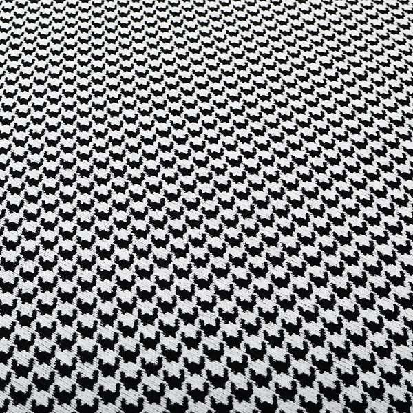 Black White Checked Dog Tooth Pattern Soft Chenille Upholstery Fabric JO-255