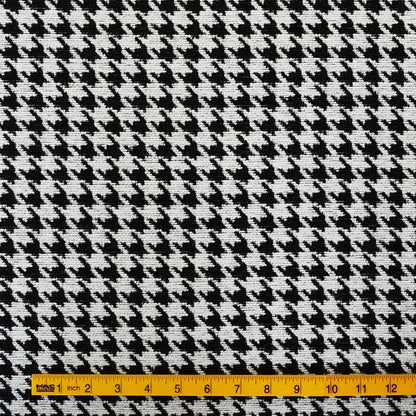 Black White Checked Dog Tooth Pattern Soft Chenille Upholstery Fabric JO-255 - Roman Blinds