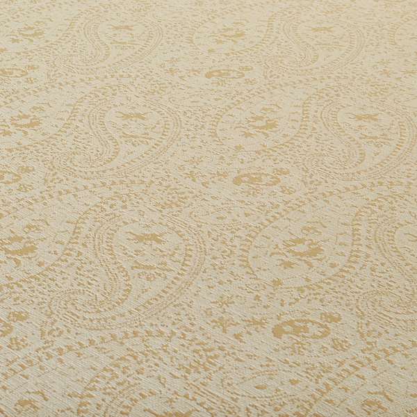 Cream Beige Paisley Pattern Soft Chenille Upholstery Fabric JO-256 - Roman Blinds