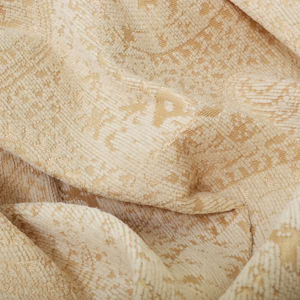 Cream Beige Paisley Pattern Soft Chenille Upholstery Fabric JO-256