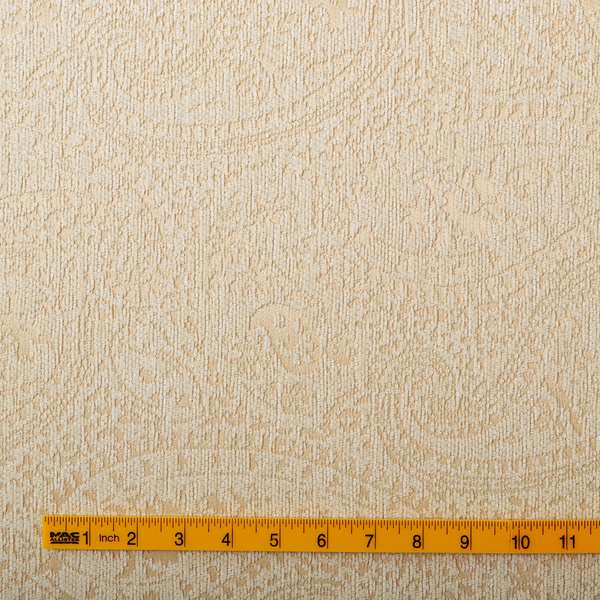 Cream Beige Paisley Pattern Soft Chenille Upholstery Fabric JO-256 - Roman Blinds