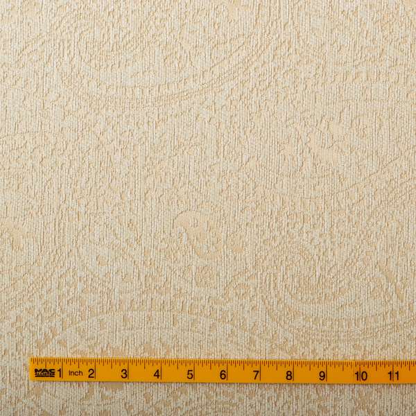 Cream Beige Paisley Pattern Soft Chenille Upholstery Fabric JO-256 - Handmade Cushions