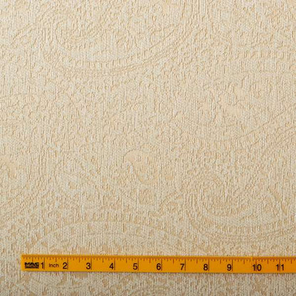 Cream Beige Paisley Pattern Soft Chenille Upholstery Fabric JO-256
